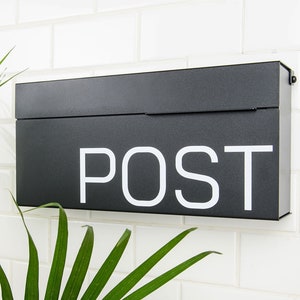 Mailbox for outside, Modern Wall Mounted, Black Powder Coated, Custom, post box, housewarming gift, home decor