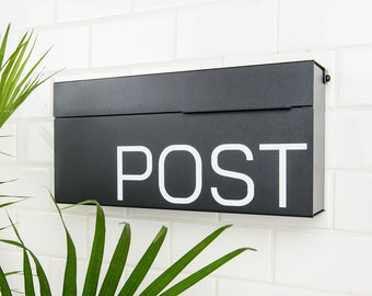 Mailbox for outside, Modern Wall Mounted, Black Powder Coated, Custom, post box, housewarming gift, home decor