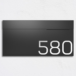 Wall Mounted Mailbox Personalized Black Modern Custom Outdoor Mid Century