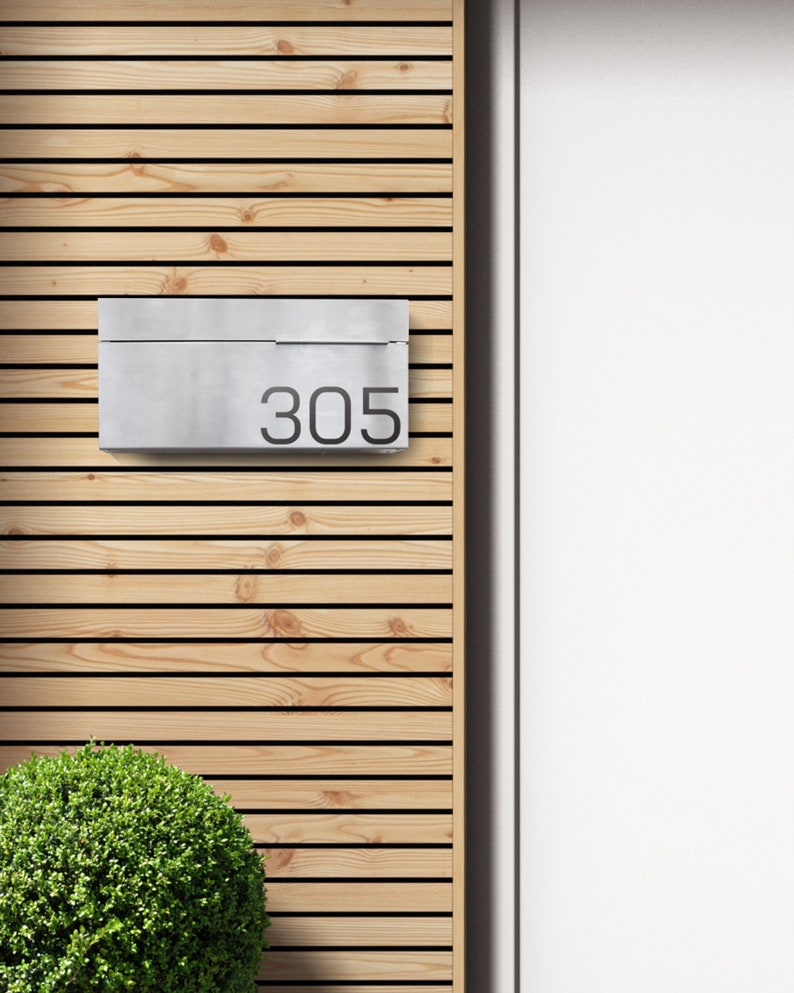 Modern Wall Mount Mailbox, Contemporary Letterbox, Stainless Steel and Large Mailboxes image 1