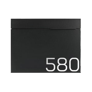 Modern Wall Mount Mailbox, Contemporary Letterbox, Stainless Steel and Large Mailboxes Matte Black (L)