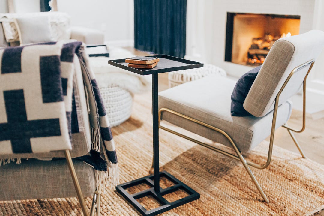 Cshaped Table, Side Table, End Table, Sofa Table, Coffee Table Living