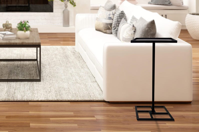 Cshaped Table, Side Table, End Table, Sofa Table, Coffee Table Living