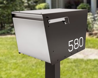 Personalized Mailbox | Walter Post Mounted Mailbox, Modern Custom Black by Movo Home