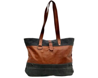 CANVAS & TAN LEDEREN Tote Bag