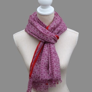 100% WOOL SCARF, Red & Fuchia gorgeous soft wool scarf