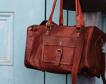 LEATHER HOLDALL/DUFFEL bag, travel, sports..