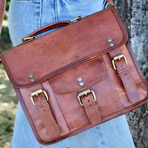 HANDMADE LEATHER SATCHEL Tall Traditional Satchel Etsy UK