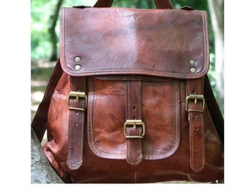 CONVERITBLE  SHOULDERBAG/ BACKPACK,  handmade from real leather vintage look unique style