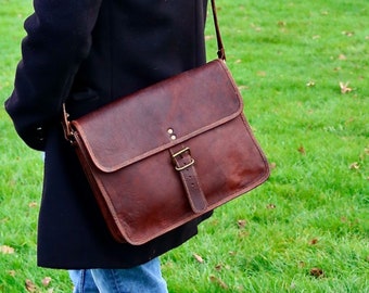 A4 LEATHER SHOULDER bag, handmade from genuine leather