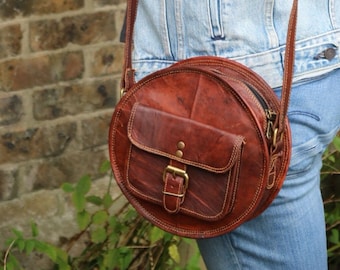 ROUND ZIP LEATHER shoulder bag