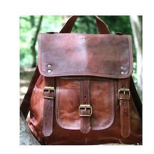 CONVERITBLE  SHOULDERBAG/ BACKPACK,  handmade from real leather vintage look unique style