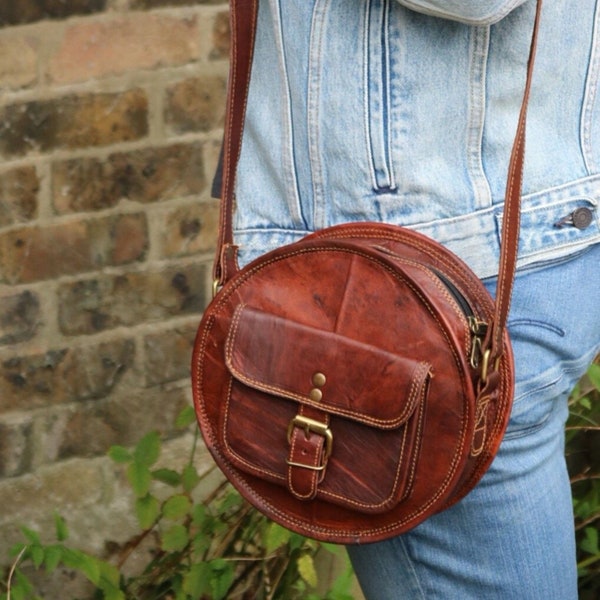 Sac bandoulière rond en CUIR ZIPPÉ