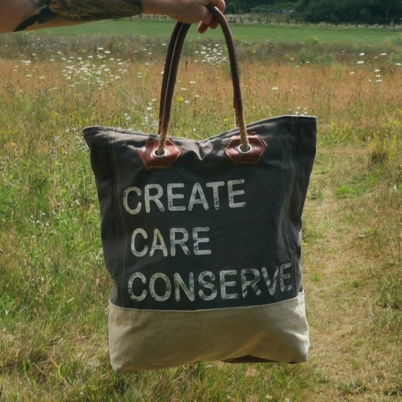 UPCYCLED Canvas  & Leather Shopper