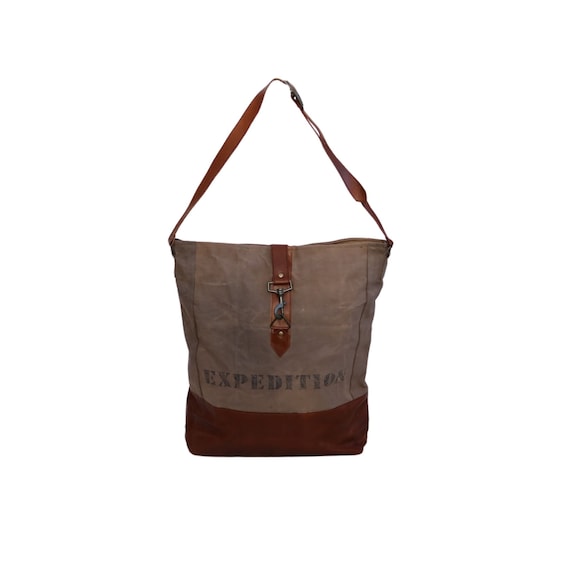 EXPEDITION ARMY CANVAS bag with leather details