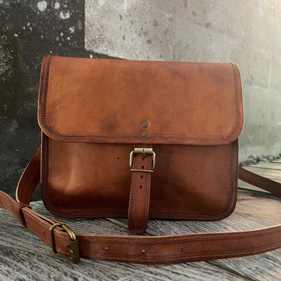 LEATHER SHOULDER BAG, satchel style handmade from genuine leather