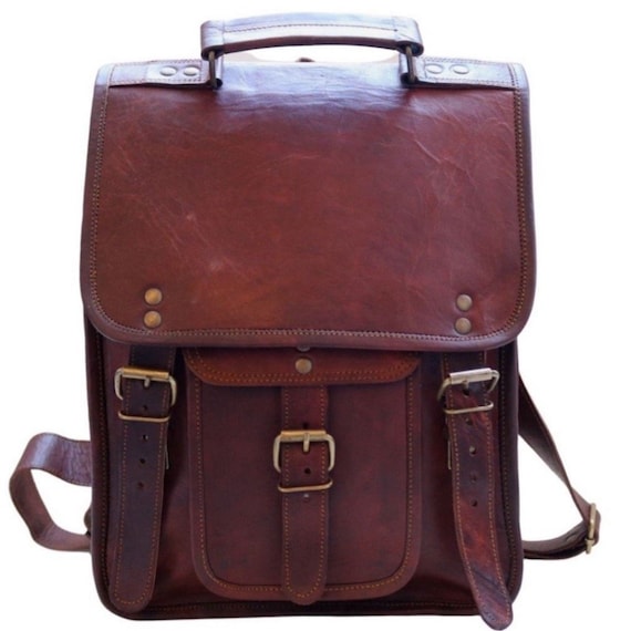 Sac à Dos Vintage En Cuir Italien – Marron – Taille 39cm – Sac Collection