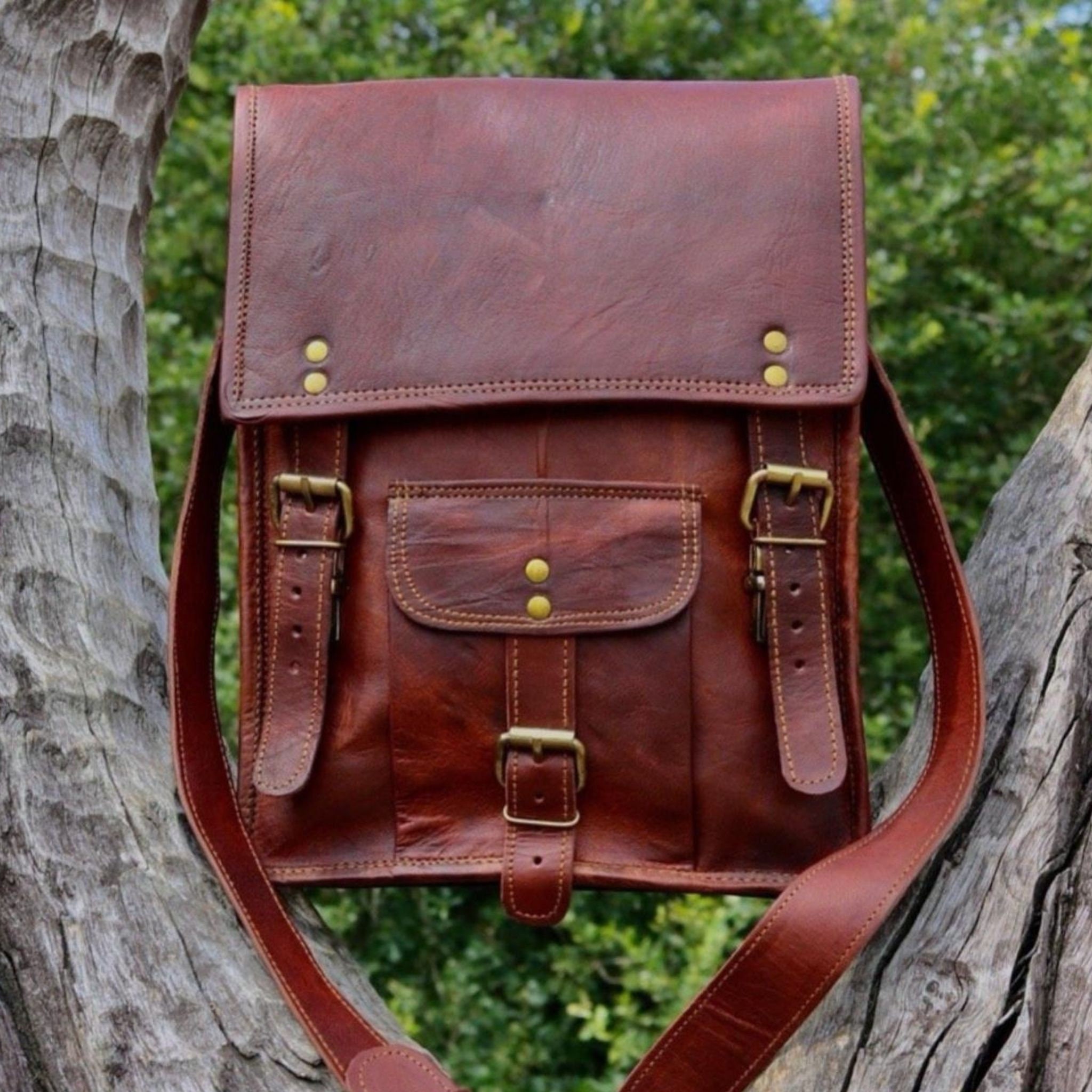APOLLO A4 LEATHER SATCHEL handmade vintage style