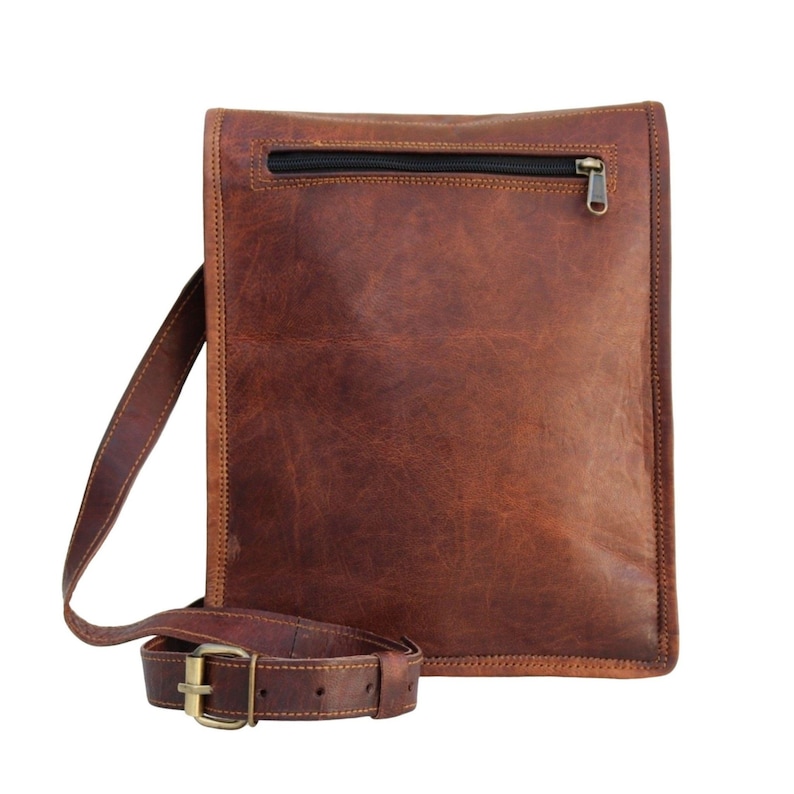 HANDMADE LEATHER SATCHEL, tall version vintage style image 5