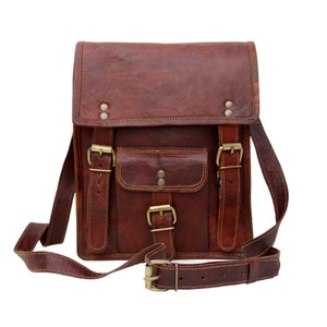 HANDMADE LEATHER SATCHEL, tall version vintage style image 1