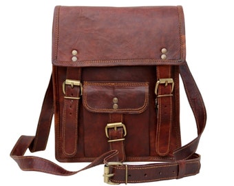 HANDMADE LEATHER SATCHEL,  tall version vintage style