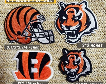 Sew On Size 3/'/' x 4/'/' Helmet of the Bengals player Set of the 5 patches 1 patch BONUS 75mm x 100mm Patches Iron On