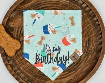 It’s My Birthday Male Dog Bandana | Dog Scarf | Dog Lover Gift | Dog Birthday Bandana | Birthday Cupcake