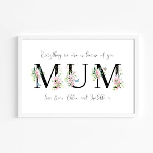MUM Print, Personalised Mum Gift, Birthday Gift For Mum, Mum Valentine Gift, Special Mum Gift, Present For Mum, Mothers Day Gift, Mummy Gift