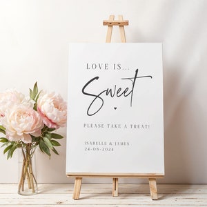 Personalised Wedding Love Is Sweet Table Sign Print, Reception Sign, Printable Wedding, Wedding Ideas, Favours Signage, Sweet Cart Trolley