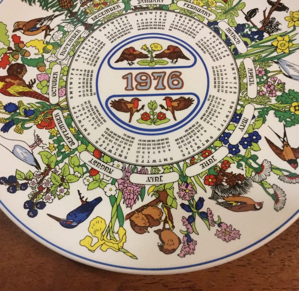 Floral Collectible Wedgwood robin Calendar Plate Etsy