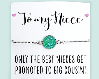 Niece Gift From Aunt- Niece Bracelet- Niece and Aunt Gift- Aunt Pregnancy Reveal- Only the Best Nieces Get Promoted to Big Cousin Card