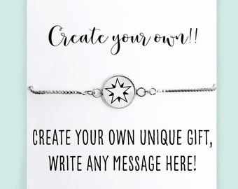 Create Your Own Personalized Bracelet Card- Unbiological Sisters Bracelet- Soul Sister Gift- Druzy Bracelet & Card- BFF Gifts- Personalized