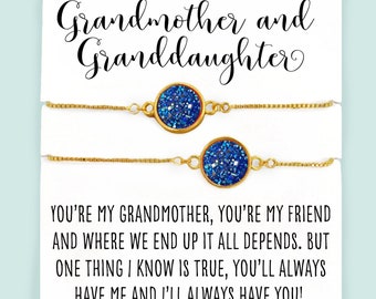 Matching Bracelets- Grandma Bracelet- Grandmother Friendship Bracelet- BFF Bracelet- Minimalist Bracelet- Box Chain Bracelet- Gift for Her