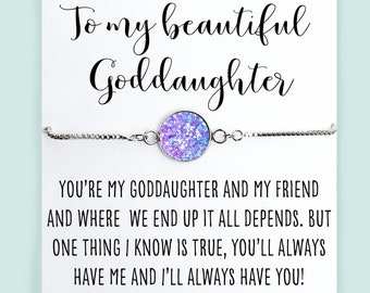 Goddaughter Gifts from Godmother- Goddaughter Bracelet- God Daughter Bracelet with Card- God Mother Gift to Goddaughter- Gift for Her