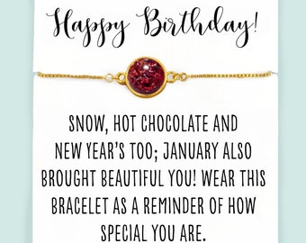 Garnet Bracelet- Ruby Bracelet- January Birthstone- Garnet or Ruby Red Color Choice- Gold or Silver- Happy Birthday- Birthstone Jewelry