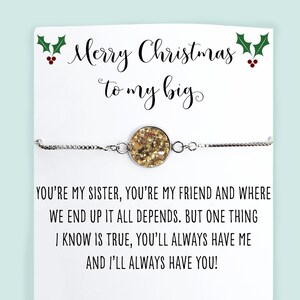 Big Little Best Friend Bracelet- BFF Bracelet- Friendship Bracelet and Card- Sister Bracelet- Box Chain Bracelet- Minimalist Bracelet
