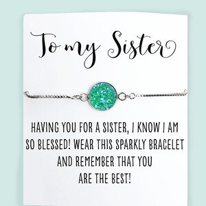 Sister Bracelet with Card- BFF Bracelet- Box Chain Bracelet- Minimalist Bracelet- Gift for Her- Christian Bracelet- Friendship Bracelet