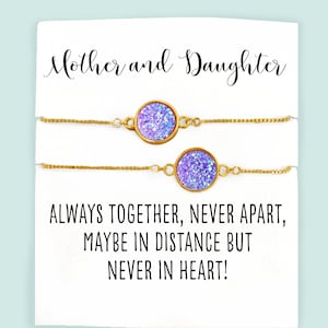 Mother Daughter Bracelet Set- Matching Bracelet- Long Distance Bracelets- &quot;Always Together Never Apart Maybe in Distance but Never in Heart&quot;