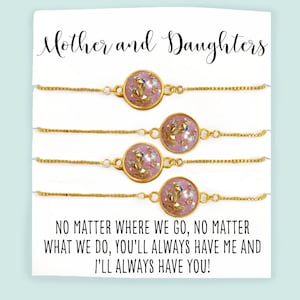 Mother Daughter Bracelet- Matching Bracelets for 4- Mom Daughter Gift Jewelry- Gift to Daughters- Mom Daughter Set - Long Distance Gifts