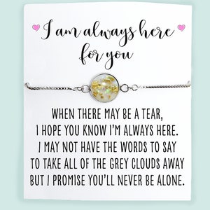 Encouragement Gift Bracelet with &quot;I am always here for you&quot; Card- Emotional Support- Encouragement- Thinking of You- Breakup- Best Friend