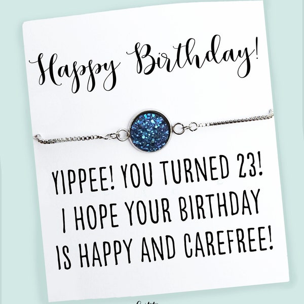 Happy 23rd Birthday Card and Bracelet- Personalized Age- 23 Birthday- Soul Sister- Birthday Gift- BFF Bracelet- Best Friends- 23 Year Old