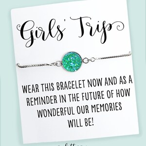 Sister Trip Bracelets- Best Friend Bracelet- BFF Bracelet- Minimalist Bracelet- Box Chain Bracelet- Gift for Her- Girls Trip Card