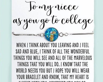 Niece Gift Bracelet with, "To My Niece as You Go to College"- Off to College Gift Bracelet- Niece Gift from Aunt- Freshman Gift Goodbye Gift