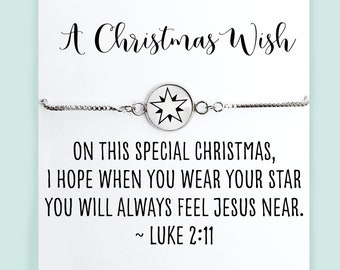 A Christmas Wish Bracelet- Best Friend Bracelet- BFF Bracelet- Minimalist Bracelet- Box Chain Bracelet- Chistian Bracelet Gift for Her