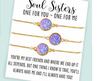 Soul Sisters Three Matching Bracelets - 3 Best Friend Bracelets - Set of 3 - Friendship Bracelets - Gifts for Best Friends - Gift for Her
