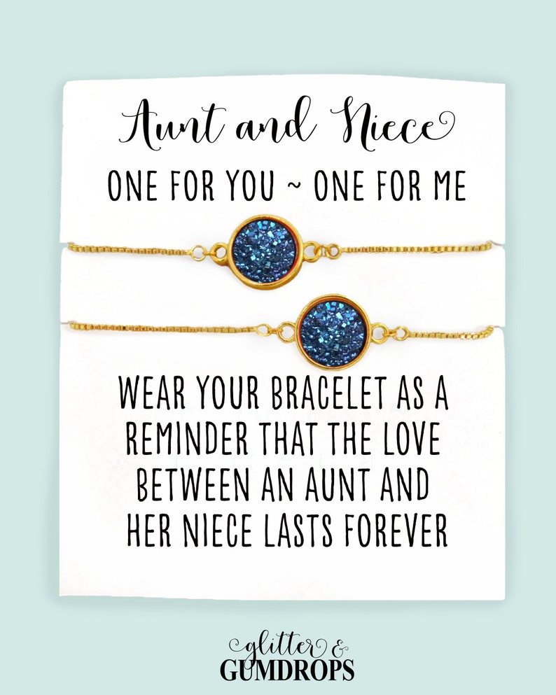 Niece Gift from Aunt- Matching Bracelets- Friendship Bracelet for 2- Best Friend Bracelet for 2- Box Chain Bracelet- Minimalist Bracelet bild 1