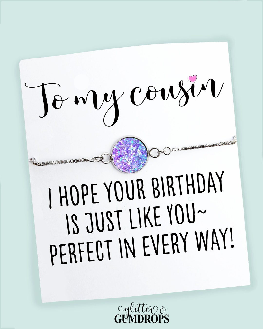 Cousin Birthday Bracelet W Card- to My Cousin- Cousin Jewelry- Cousin ...