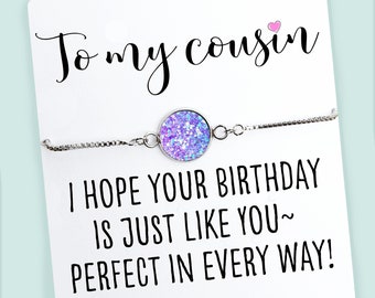 Cousin Birthday Bracelet w Card- To My Cousin- Cousin Jewelry- Cousin Gift- Personalized Gift for Cousin- Sentimental Birthday Present
