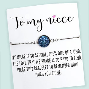 Niece Gift from Aunt- Friendship Bracelet- Niece Bracelet- Druzy Bracelet & Card- Niece and Aunt Gift- Niece Birthday Gift- Christmas Niece