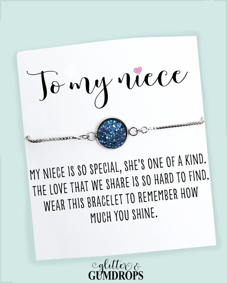 Niece Gift from Aunt- Friendship Bracelet- Niece Bracelet- Druzy Bracelet & Card- Niece and Aunt Gift- Niece Birthday Gift- Christmas Niece bild 1